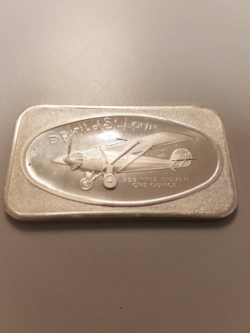 Rare Vintage Madison Mint 1 OZ .999 Silver Bar Spirit of St. Louis Gem!  Lot# 338 – Bulldog Silver